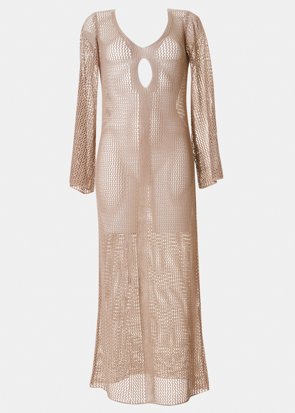 Brown Long Sleeved Knitted Beachwear