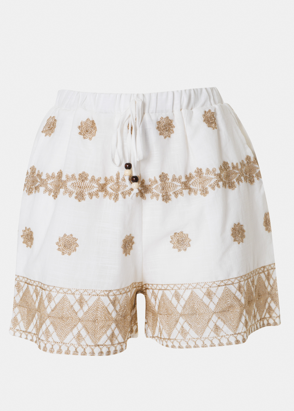 White & Gold Shorts w/ Emproidered Details
