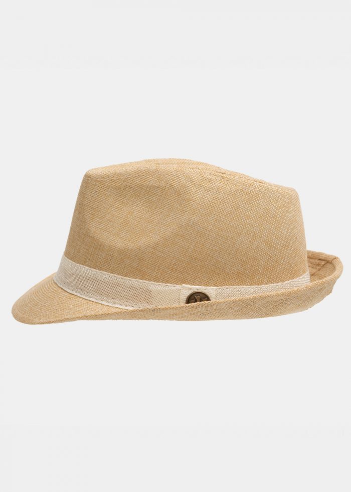 Beige fedora with ecru strap - Image 2