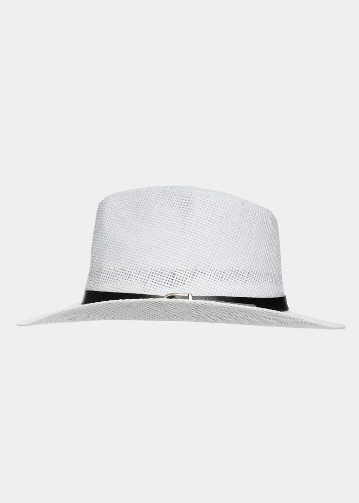 White panama with black leather belt - Image 2