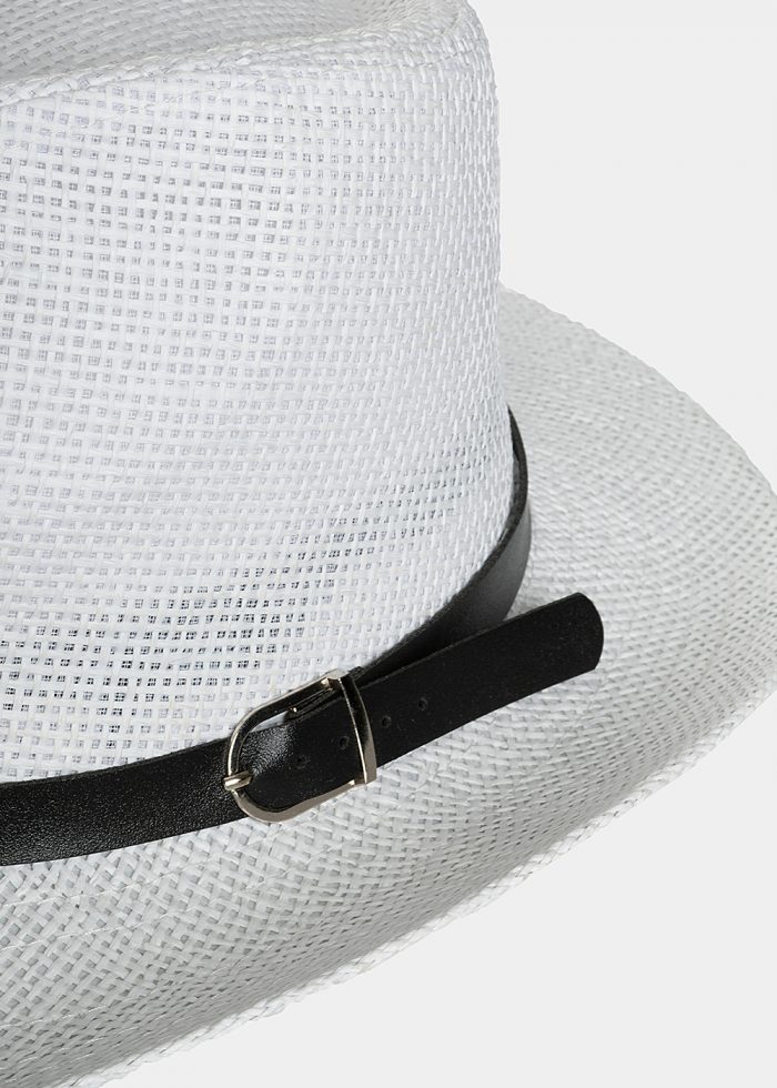 White panama with black leather belt - Image 3