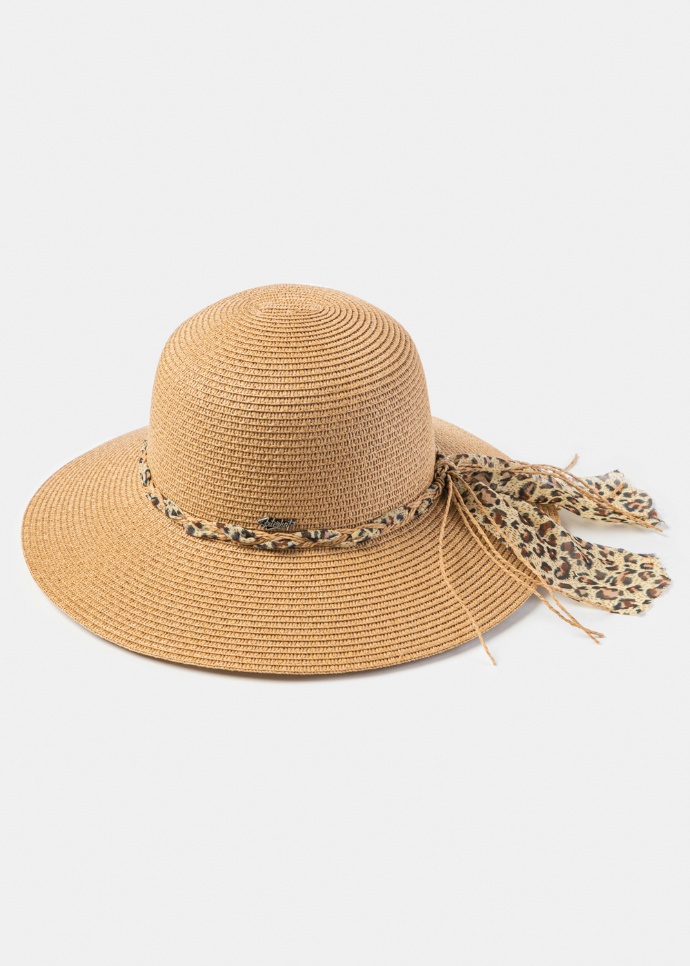 Brown Hat w/ Leopard Braided Ribbon Brown Hat w/ Leopard Braided Ribbon - Image 1