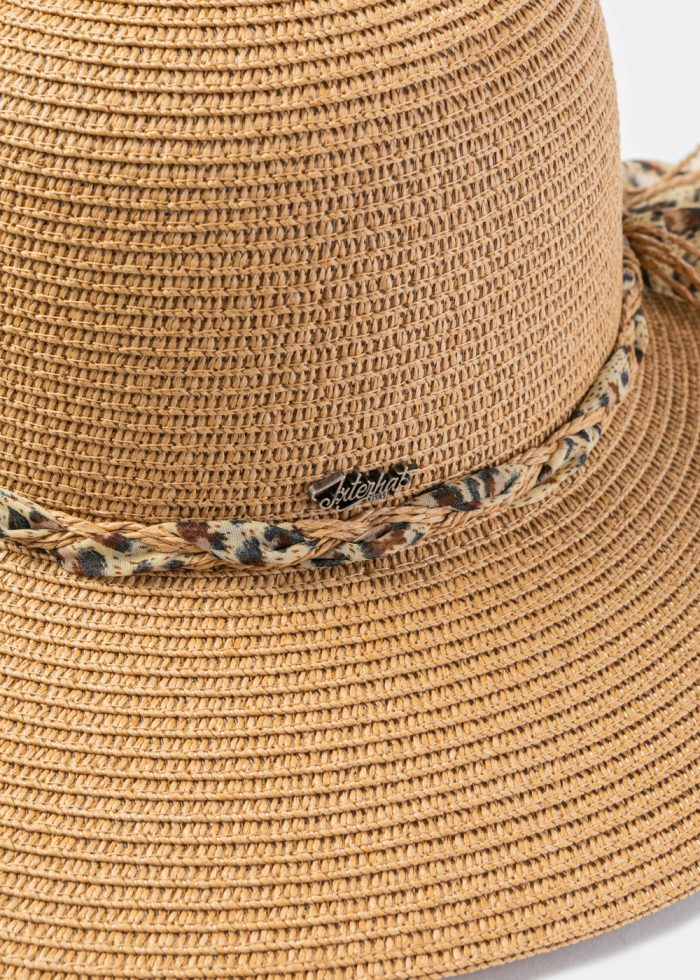 Brown Hat w/ Leopard Braided Ribbon - Image 3