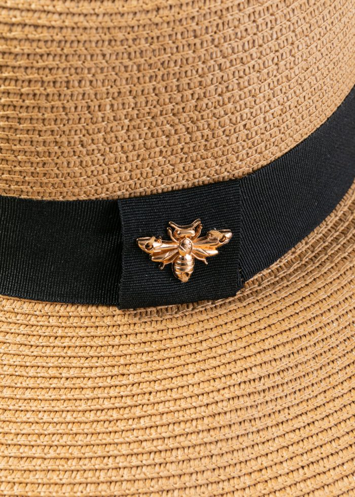Brown Straw Hat w/ Black Details - Image 4
