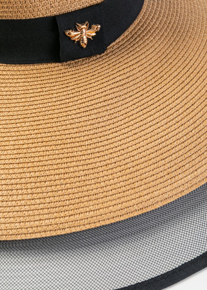Brown Straw Hat w/ Black Details - Image 3