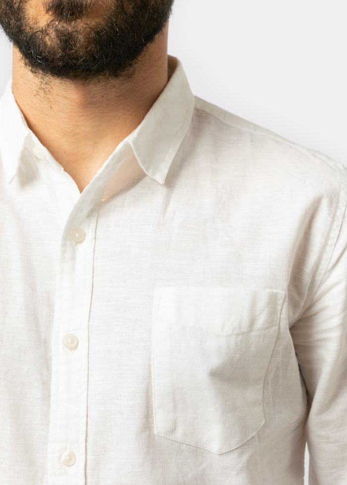 Linen - Cotton White Classic Shirt - Image 3