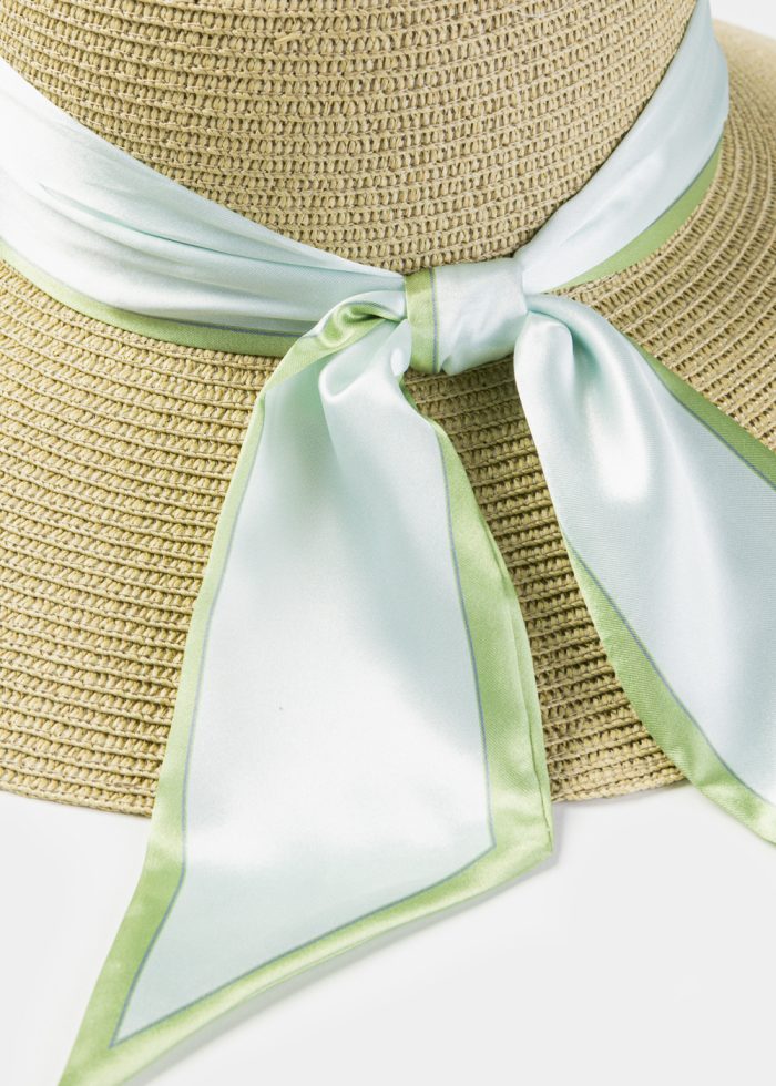 Lime Hat w/ Satin Ribbon - Image 4