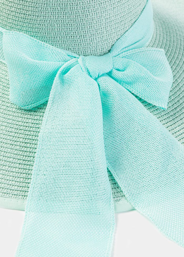 Mint Sun Hat w/ Ribbon in Tone - Image 4