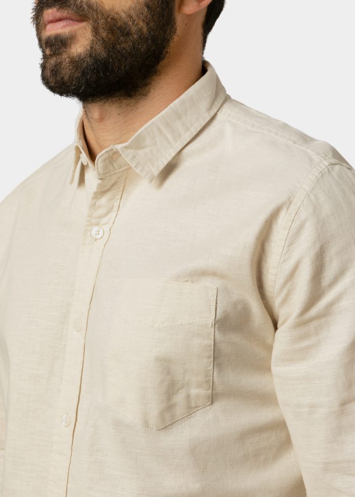 Linen - Cotton Beige Classic Shirt - Image 3