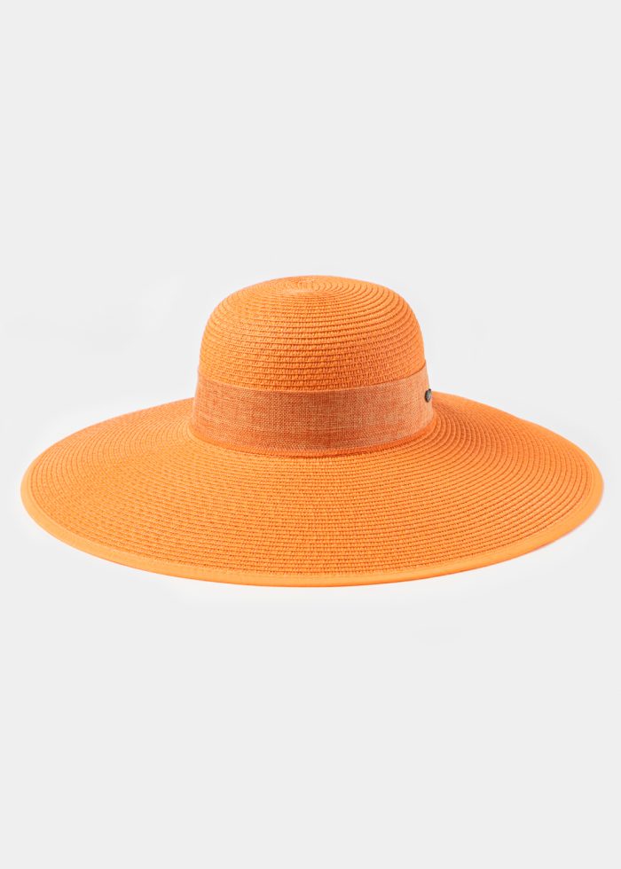 Orange Sun Hat w/ Ribbon in Tone - Image 2