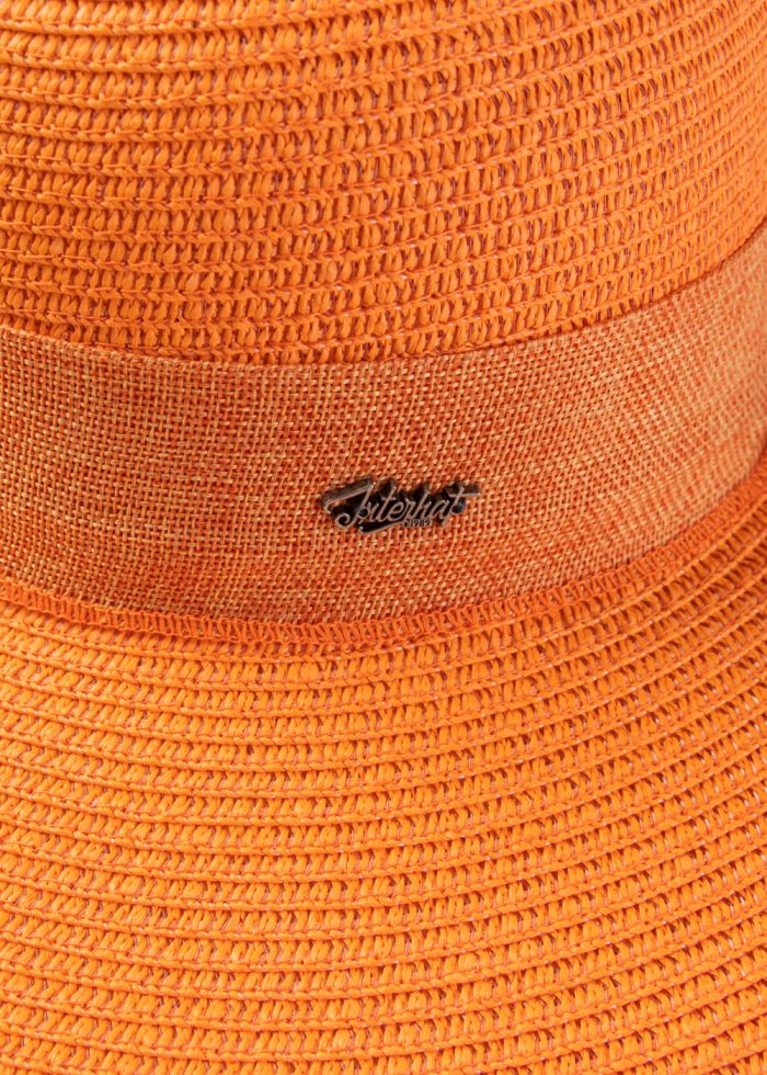 Orange Sun Hat w/ Ribbon in Tone - Image 3