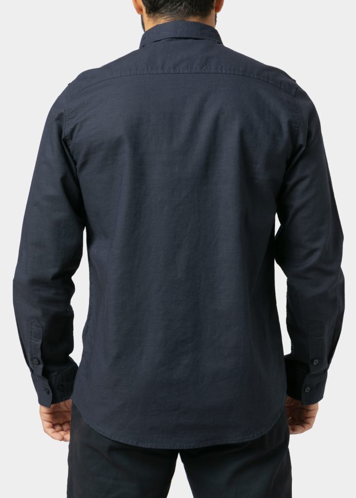 Linen - Cotton Navy Blue Classic Shirt - Image 2