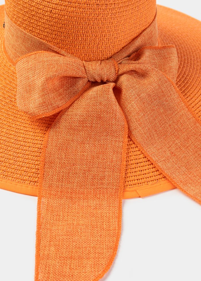 Orange Sun Hat w/ Ribbon in Tone - Image 4