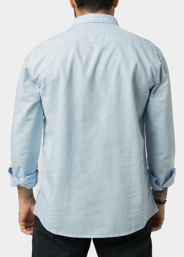 Linen - Cotton Light Blue Classic Shirt - Image 2