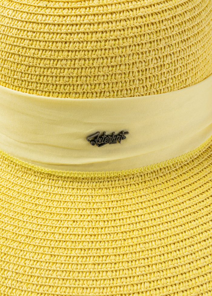 Yellow Sun Hat w/ Ribbon in Tone - Image 3