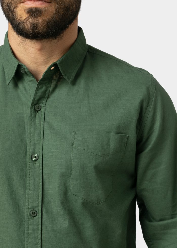 Linen - Cotton Khaki Classic Shirt - Image 3