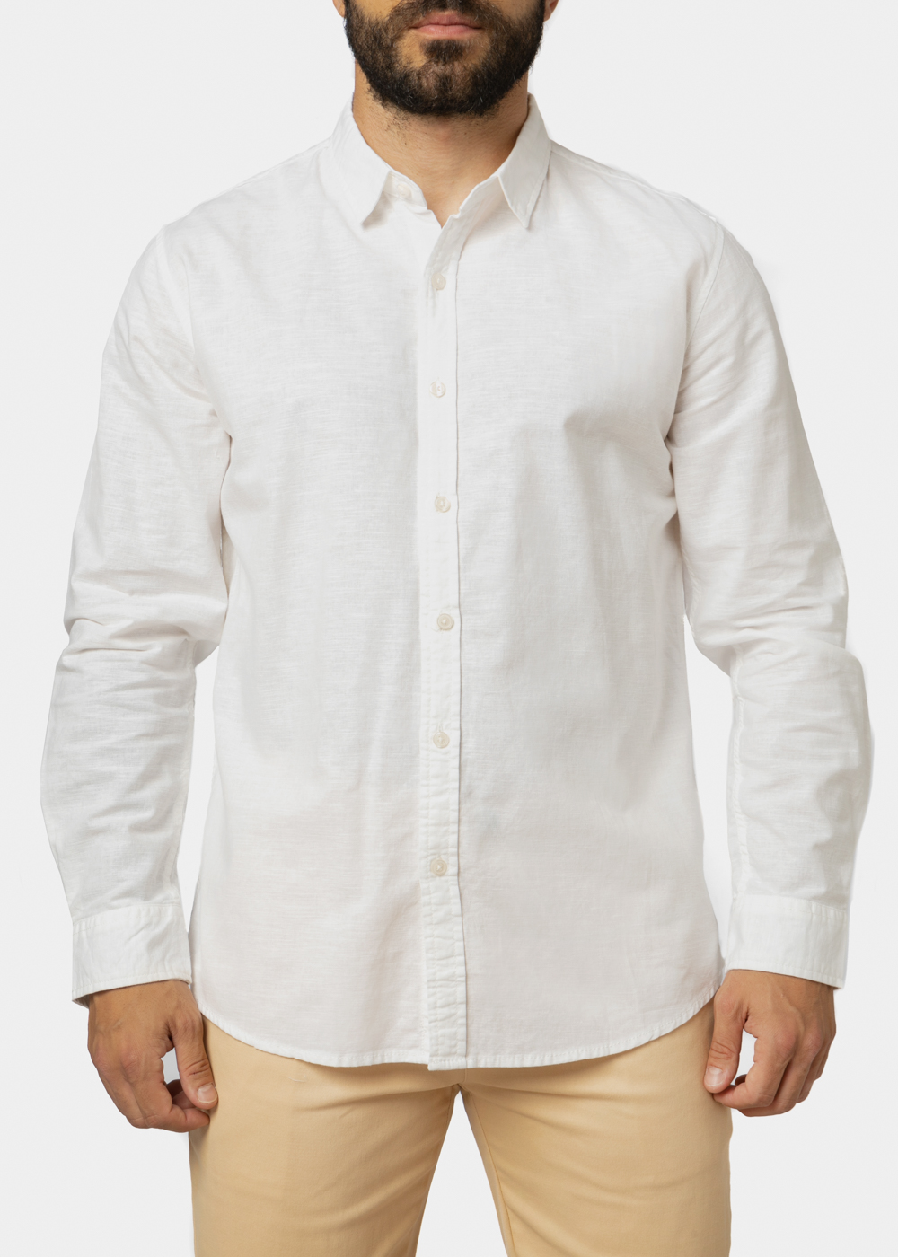 Linen - Cotton White Shirt Linen - Cotton White Shirt - Image 1