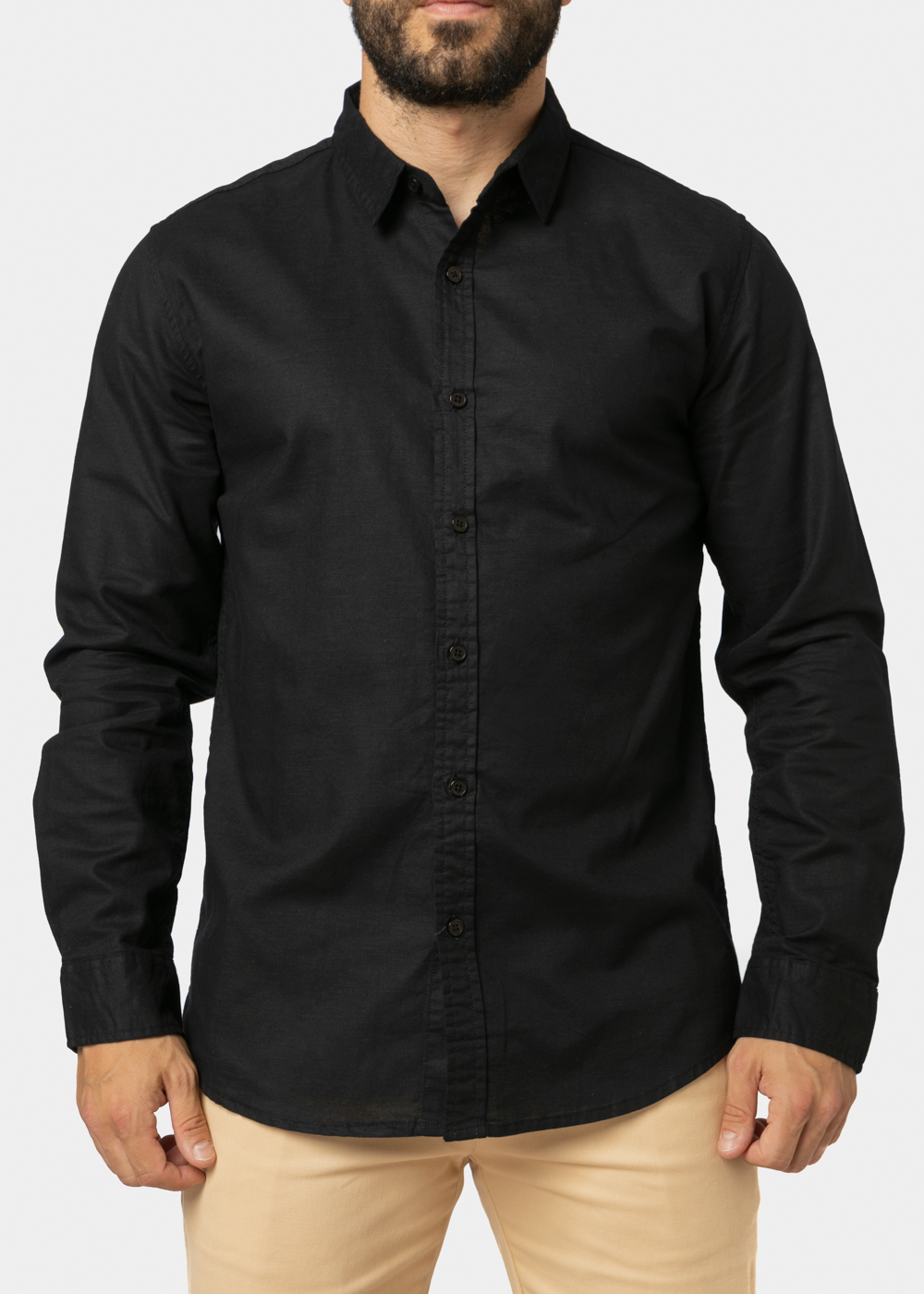 Linen - Cotton Black Shirt Linen - Cotton Black Shirt - Image 1