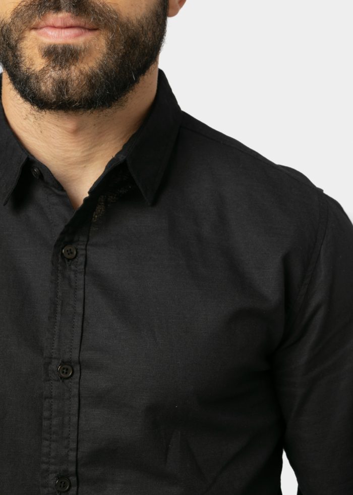Linen - Cotton Black Shirt - Image 3