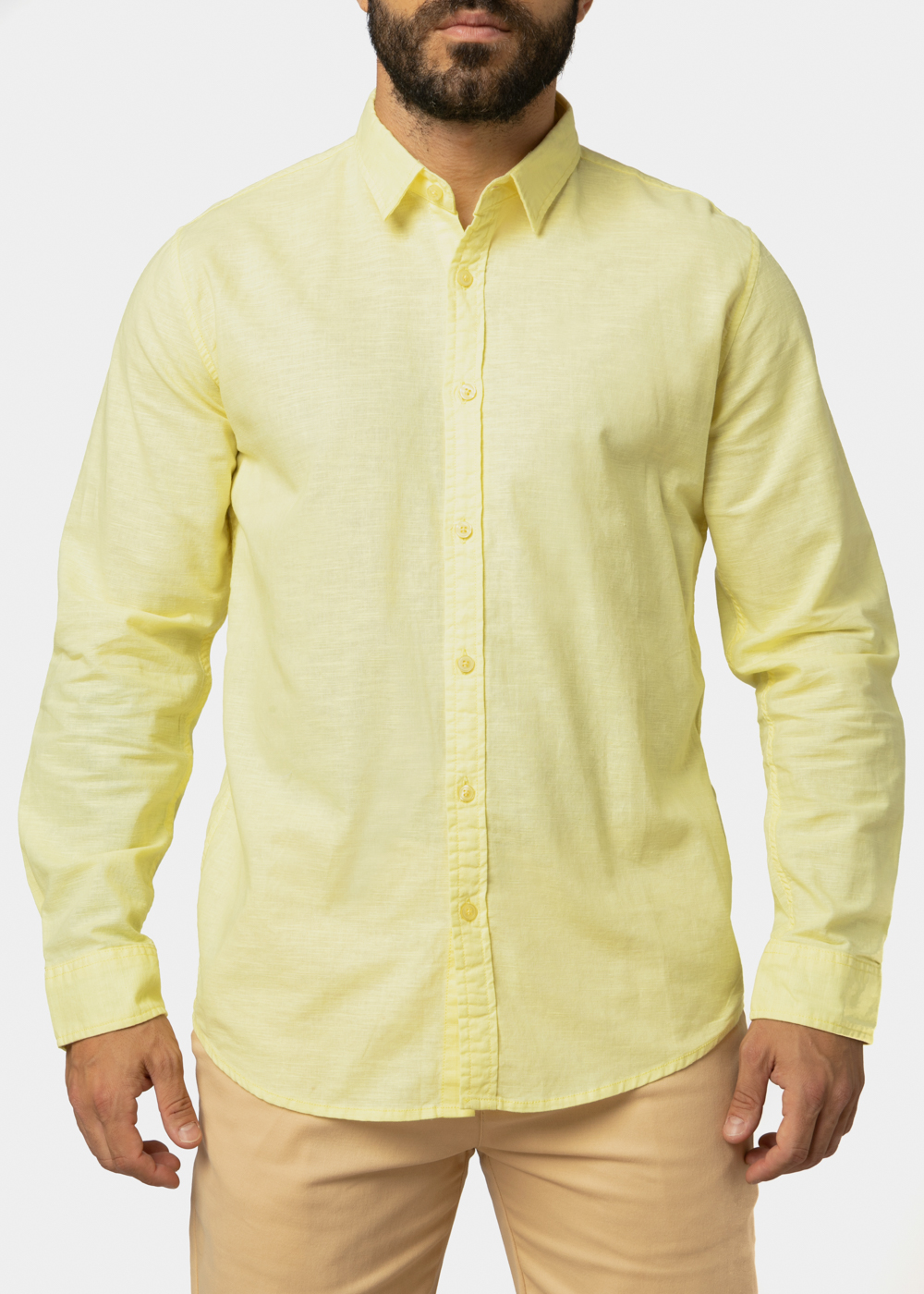 Linen - Cotton Yellow Shirt Linen - Cotton Yellow Shirt - Image 1