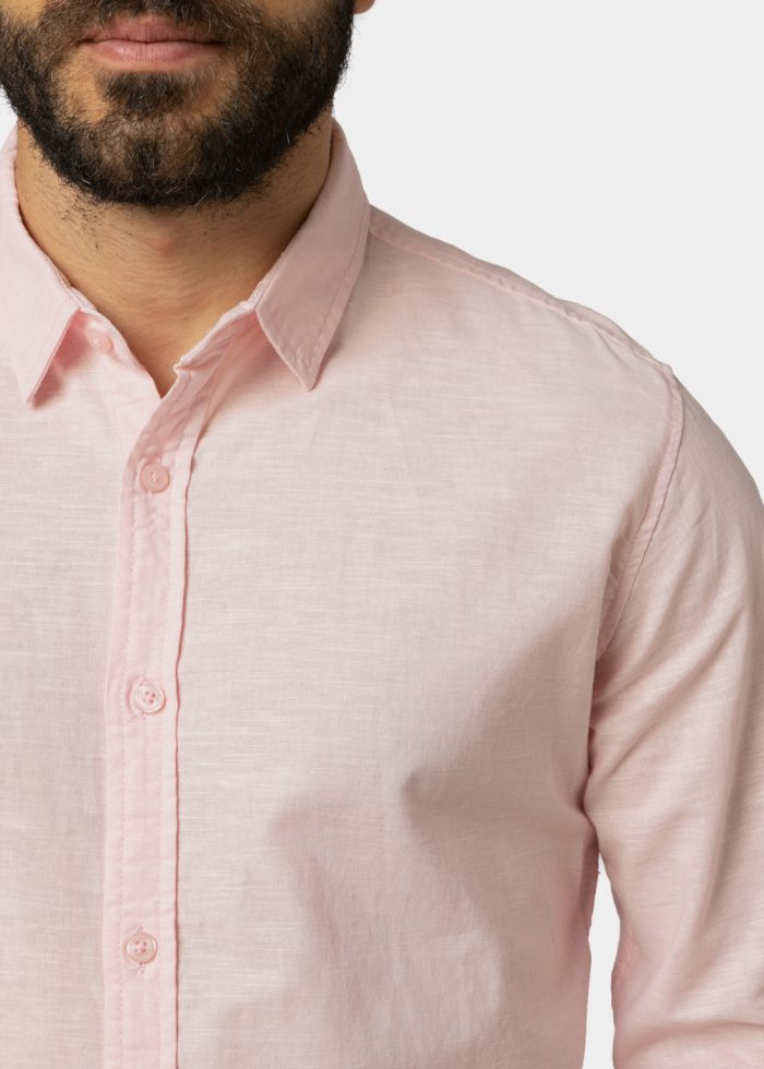 Linen - Cotton Light Pink Shirt - Image 3