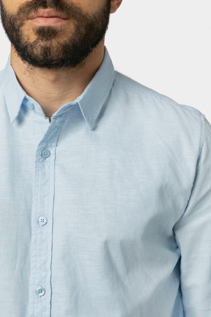 Linen - Cotton Light Blue Shirt - Image 3