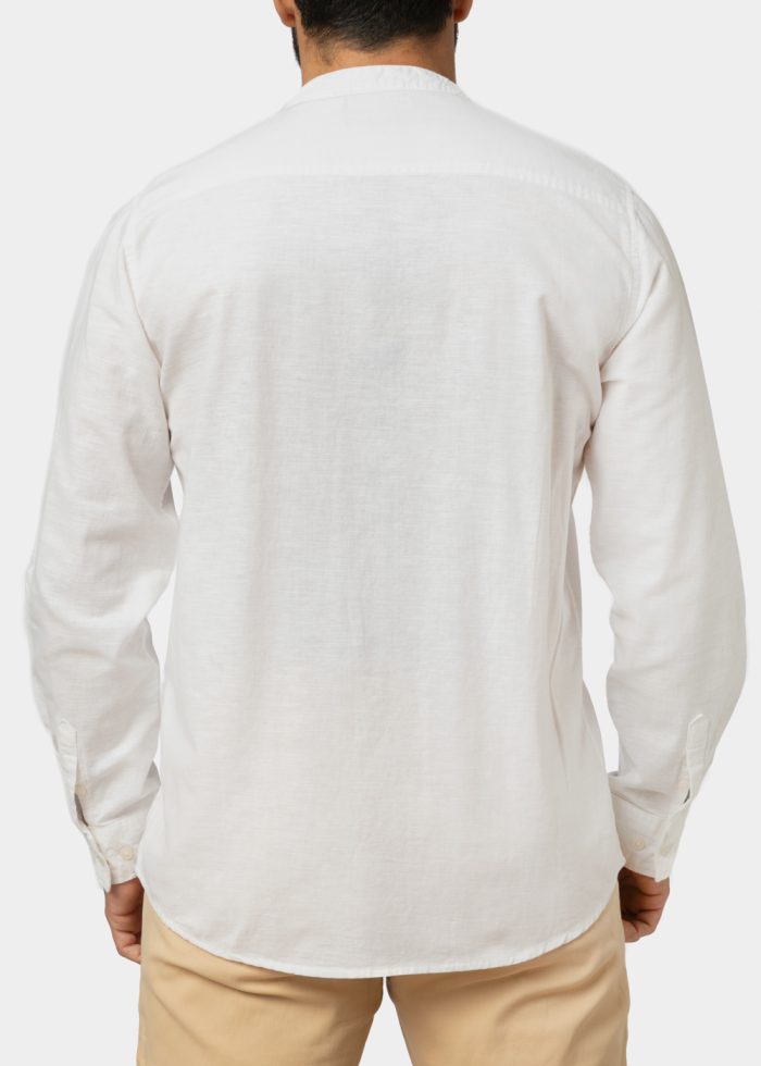 Linen - Cotton White Mao Shirt - Image 2