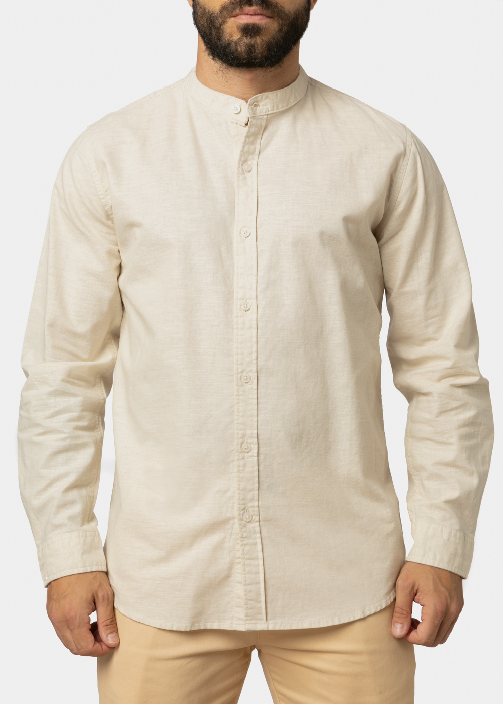Linen - Cotton Beige Mao Shirt Linen - Cotton Beige Mao Shirt - Image 1