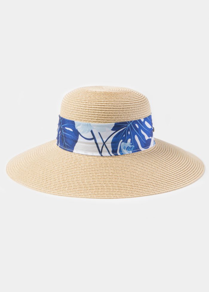 Beige Hat w/ Patterned Ribbon - Image 2