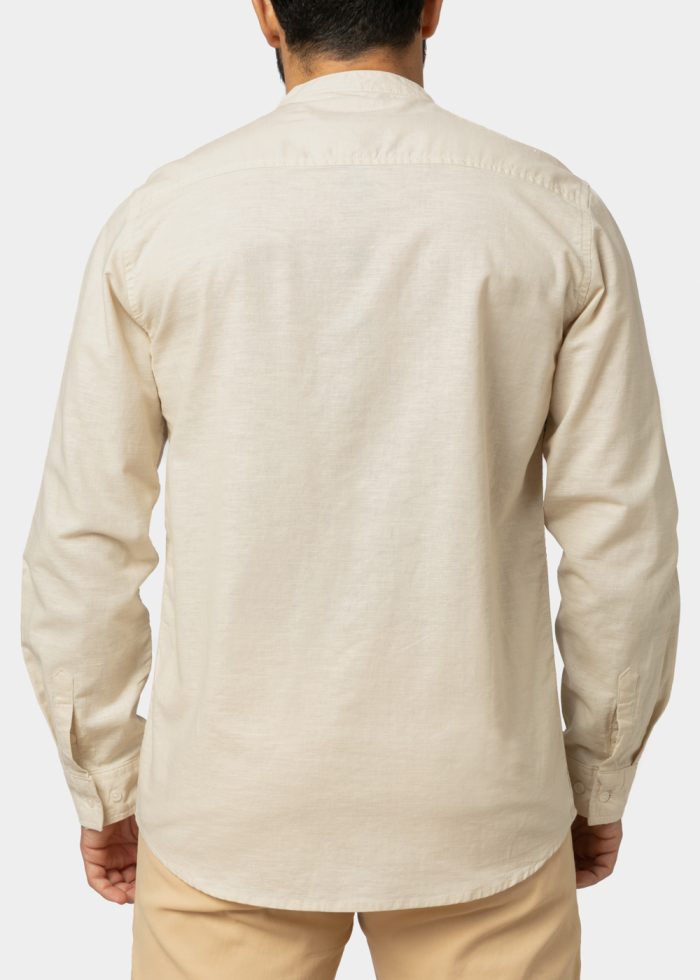 Linen - Cotton Beige Mao Shirt - Image 2