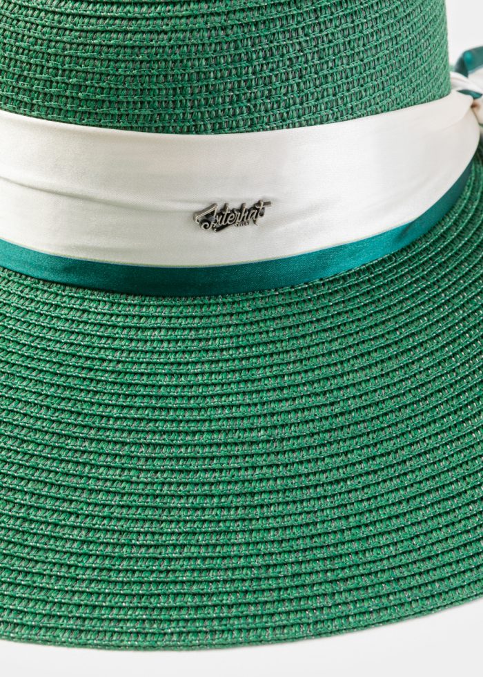 Dark Green Hat w/ Satin Ribbon - Image 3