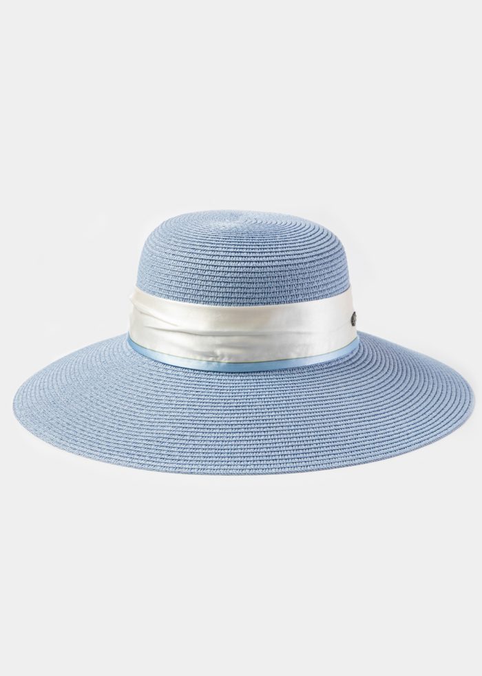 Light Blue Hat w/ Satin Ribbon - Image 2