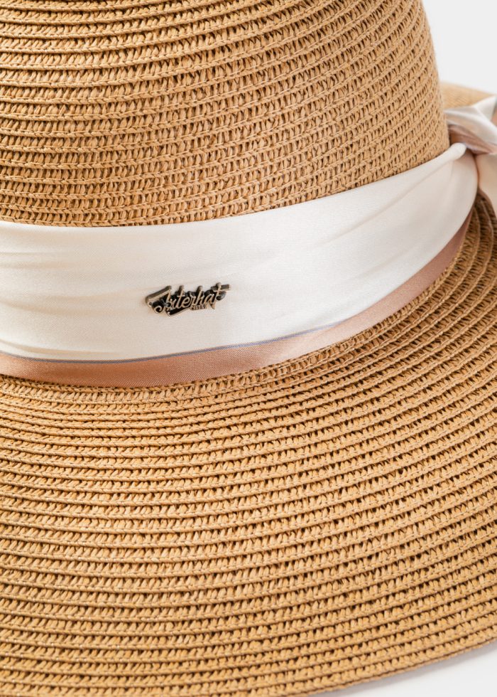 Brown Hat w/ Satin Ribbon - Image 3