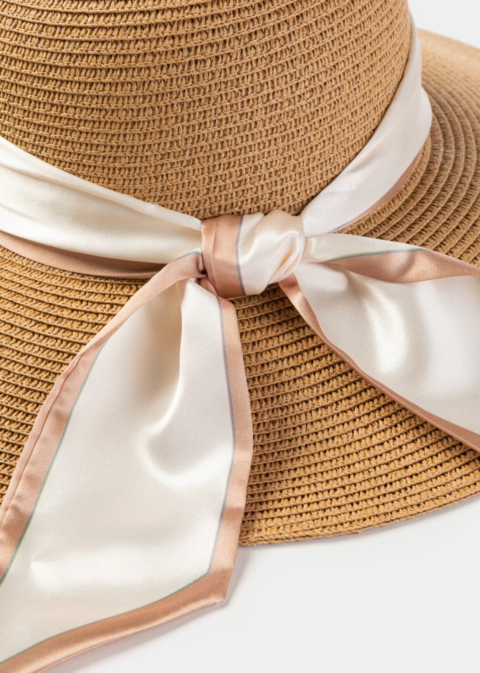 Brown Hat w/ Satin Ribbon - Image 4