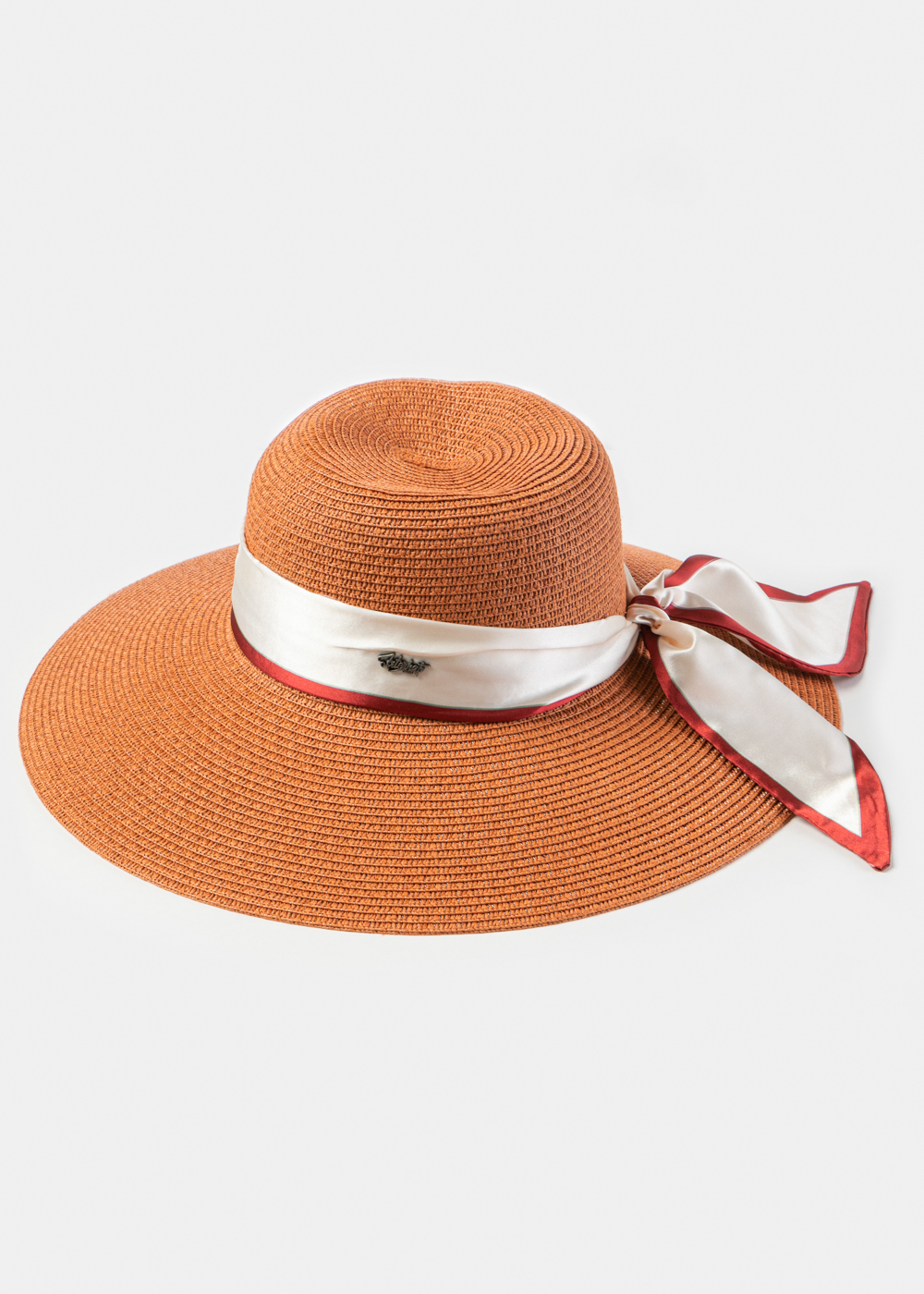 Dark Orange Hat w/ Satin Ribbon Dark Orange Hat w/ Satin Ribbon - Image 1
