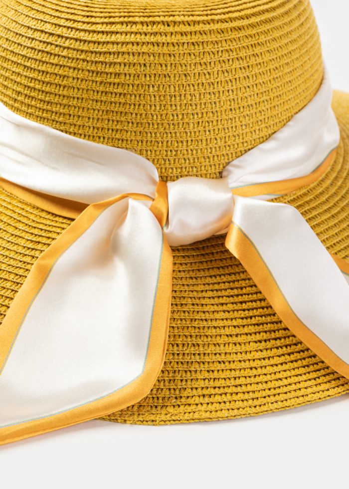 Mustard Hat w/ Satin Ribbon - Image 4