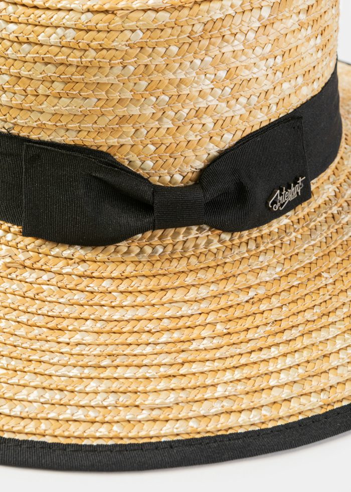 Natural Straw Hat w/ Black Details - Image 3