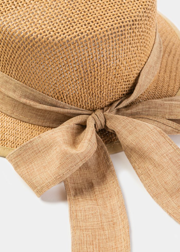 Brown Lady Hat w/ Ribbon in Tone - Image 4