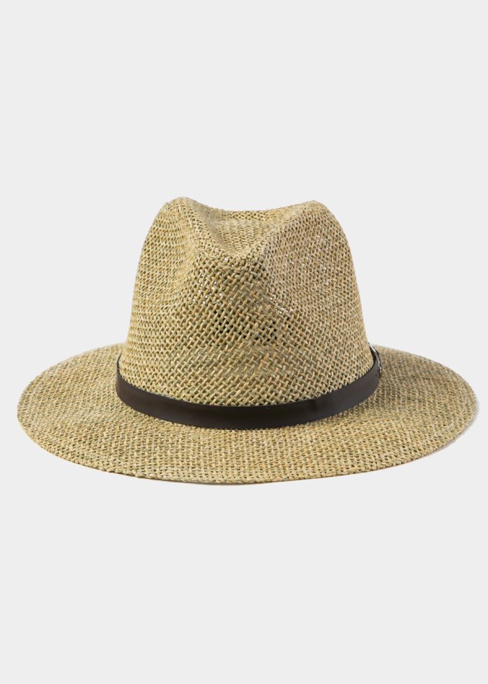 Brown Panama Style Hat w/ Leatherette Hatbelt - Image 2