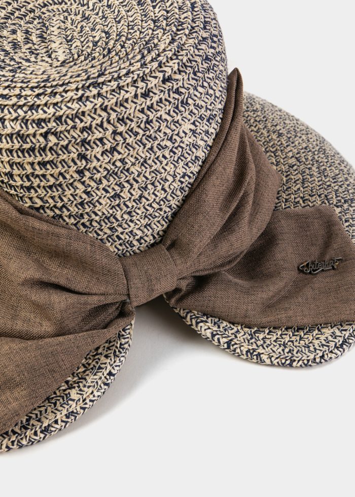 Black & Cream Mixed Hat w/ Brown Bow - Image 3