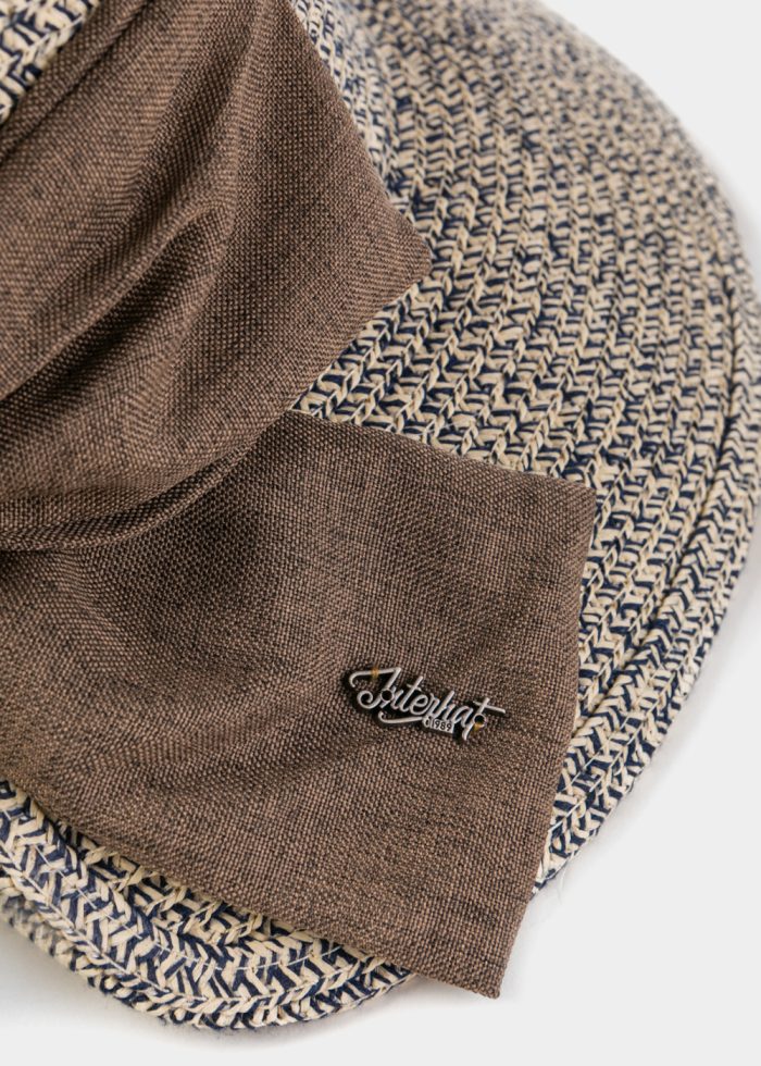 Black & Cream Mixed Hat w/ Brown Bow - Image 4