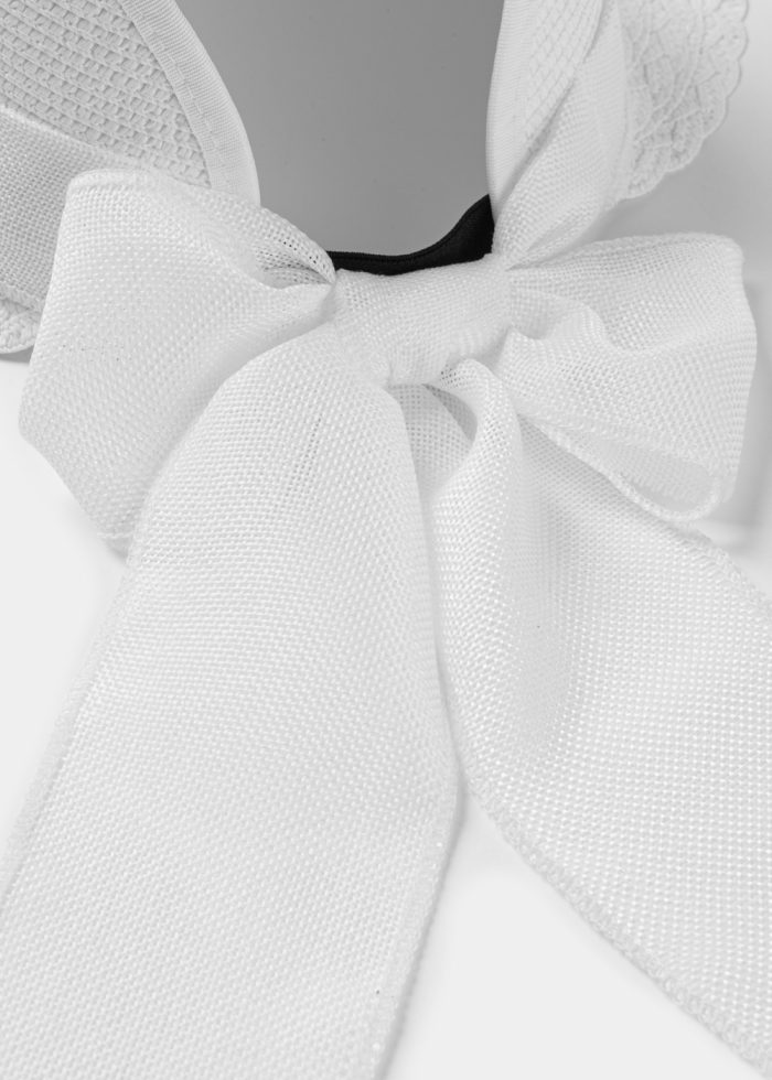 Back-Opened White Hat w/ White Ribbon - Image 4