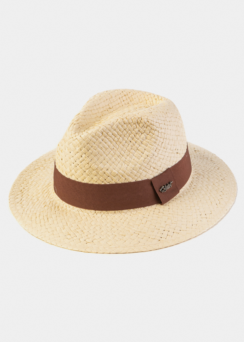 Beige Panama Style Hat w/ Brown Hatband Beige Panama Style Hat w/ Brown Hatband - Image 1