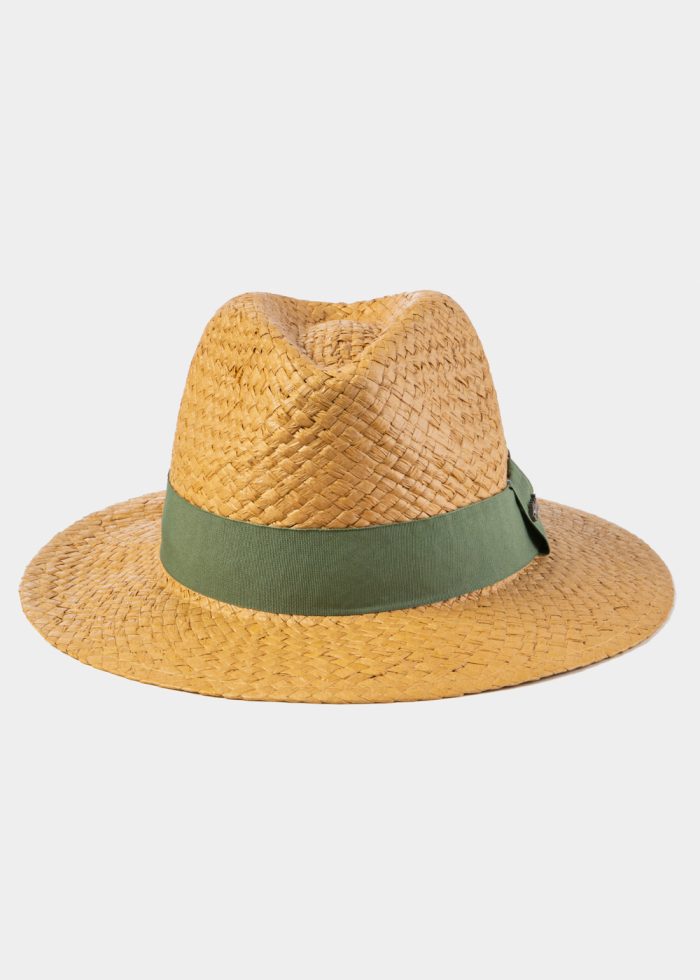 Brown Panama Style Hat w/ Olive Hatband - Image 3
