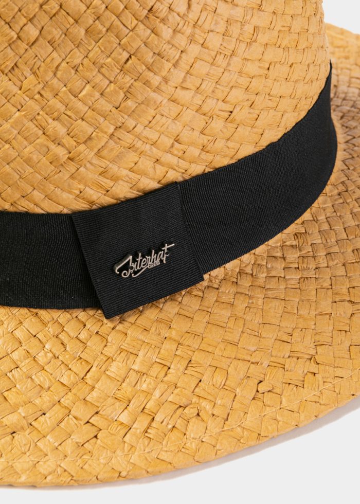 Brown Panama Style Hat w/ Black Hatband - Image 3