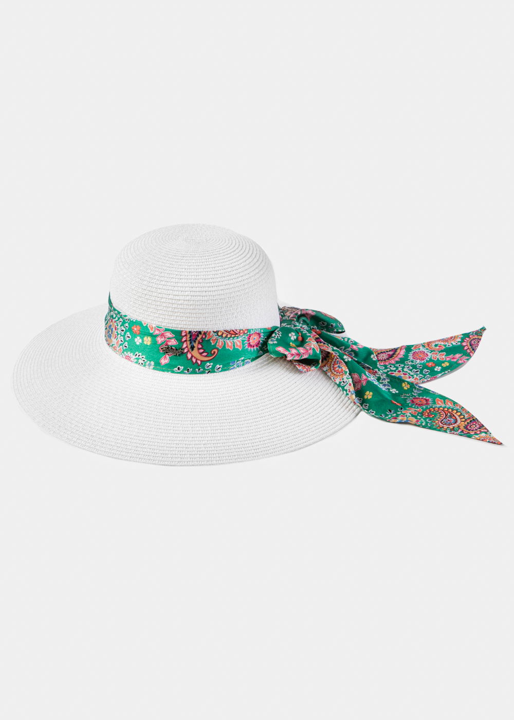 White Hat w/ Lahouri Ribbon White Hat w/ Lahouri Ribbon - Image 1