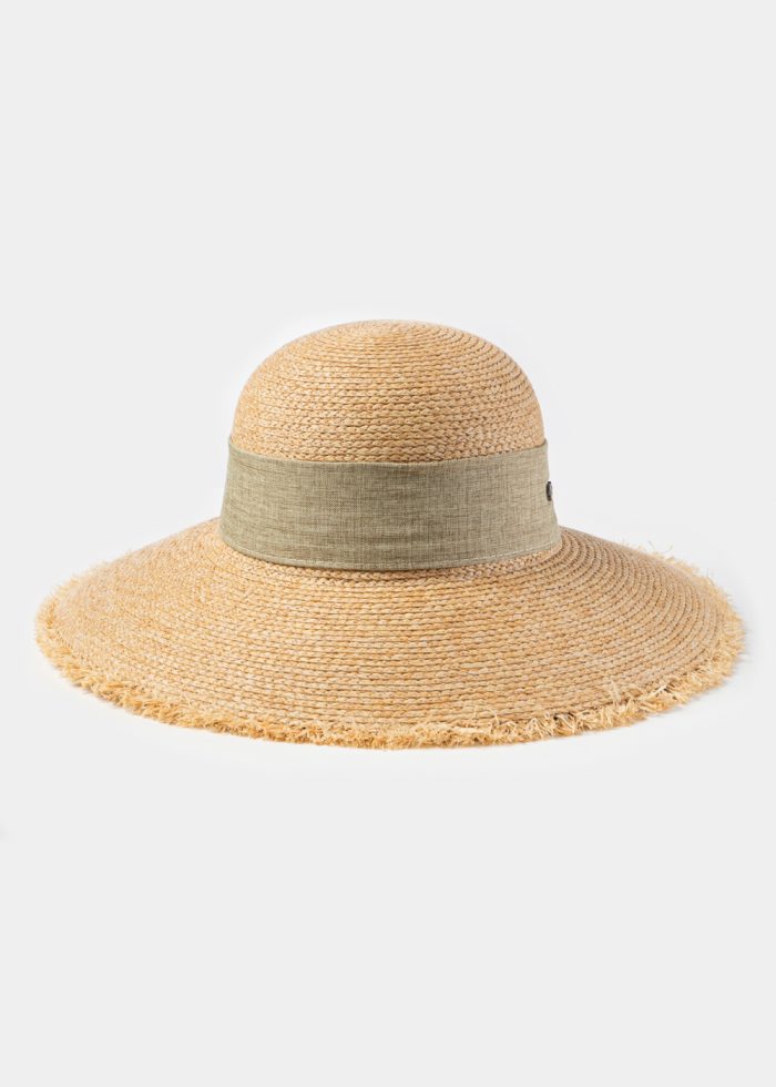 Natural Raffia Sun Hat w/ Beige Ribbon - Image 2