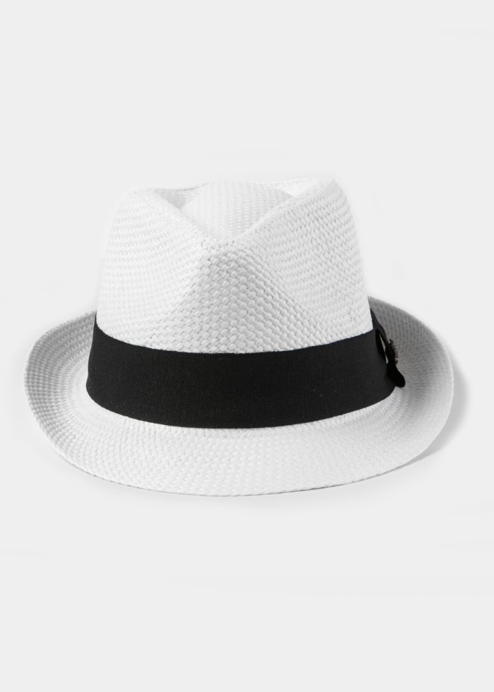White Fedora Hat w/ black hatband 2 - Image 3