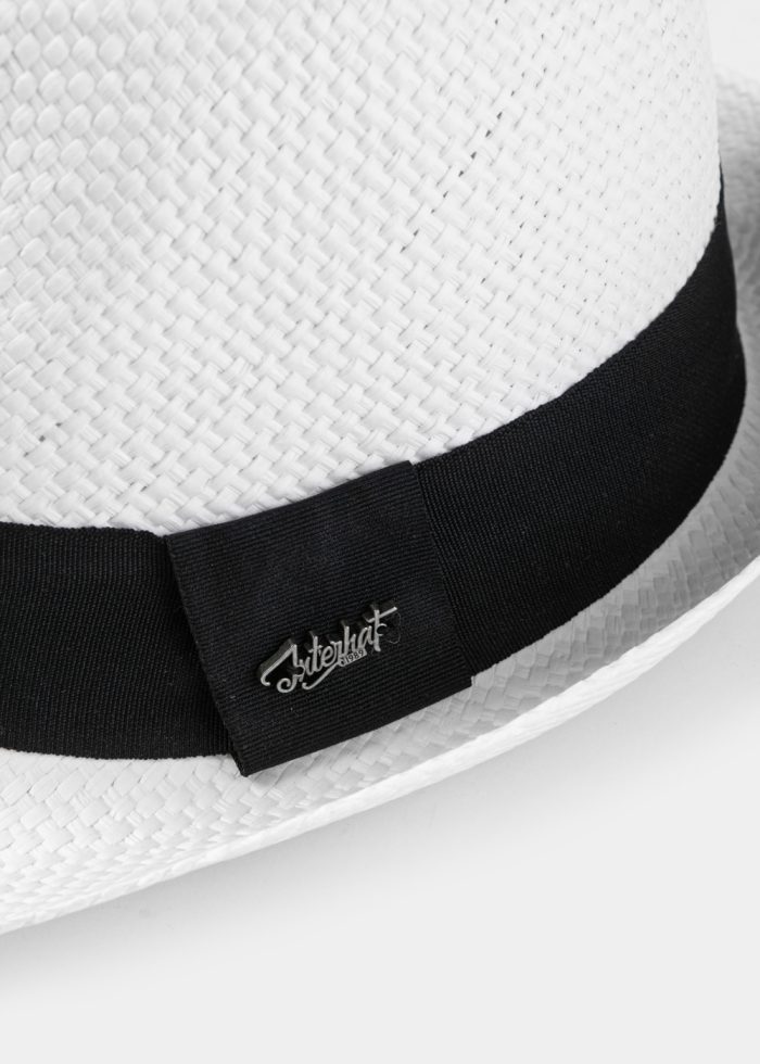 White Fedora Hat w/ black hatband 2 - Image 4