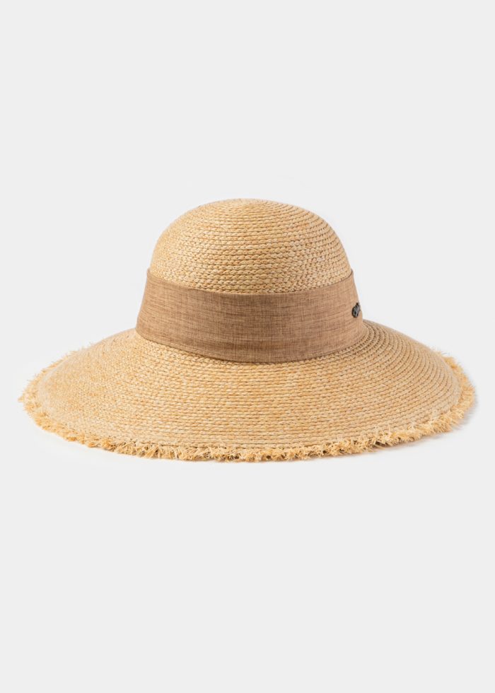 Natural Raffia Sun Hat w/ Brown Ribbon - Image 2